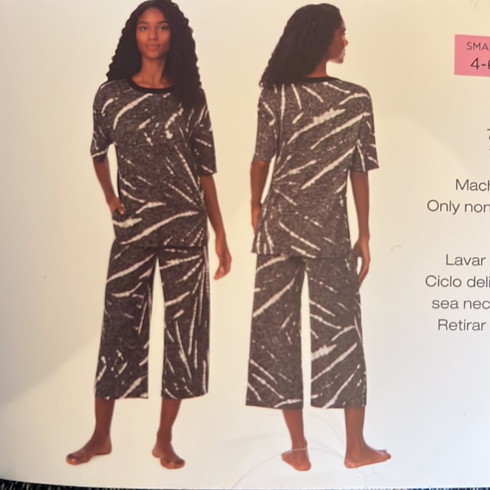 DKNY CAPRI PJ SET XXL lounging set of colors, black grayish cream - Picture 5 of 15